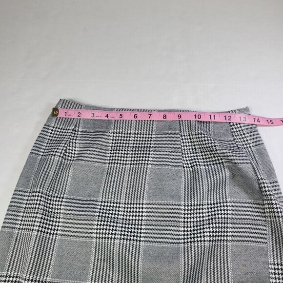 Parisian Petite Plaid Black & White Houndstooth Classic Pencil Skirt Size 6 - Picture 5 of 6